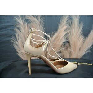 AQUAZZURA Cream/White Strappy Stiletto Sandals Euro 38